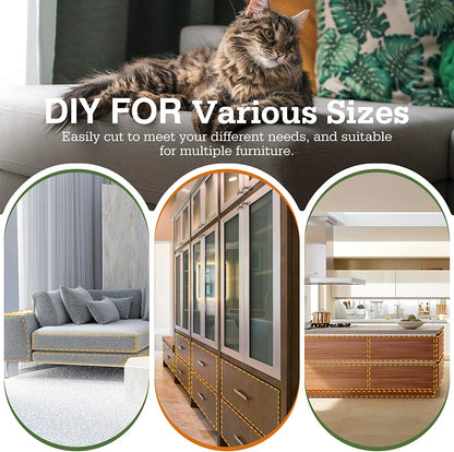 Cat Scratch Furniture Protection Tape with Upholstery Pins - 10 Pack, White