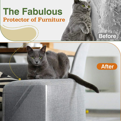Cat Scratch Furniture Protection Tape with Upholstery Pins - 10 Pack, White