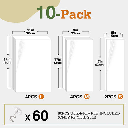 Cat Scratch Furniture Protection Tape with Upholstery Pins - 10 Pack, White