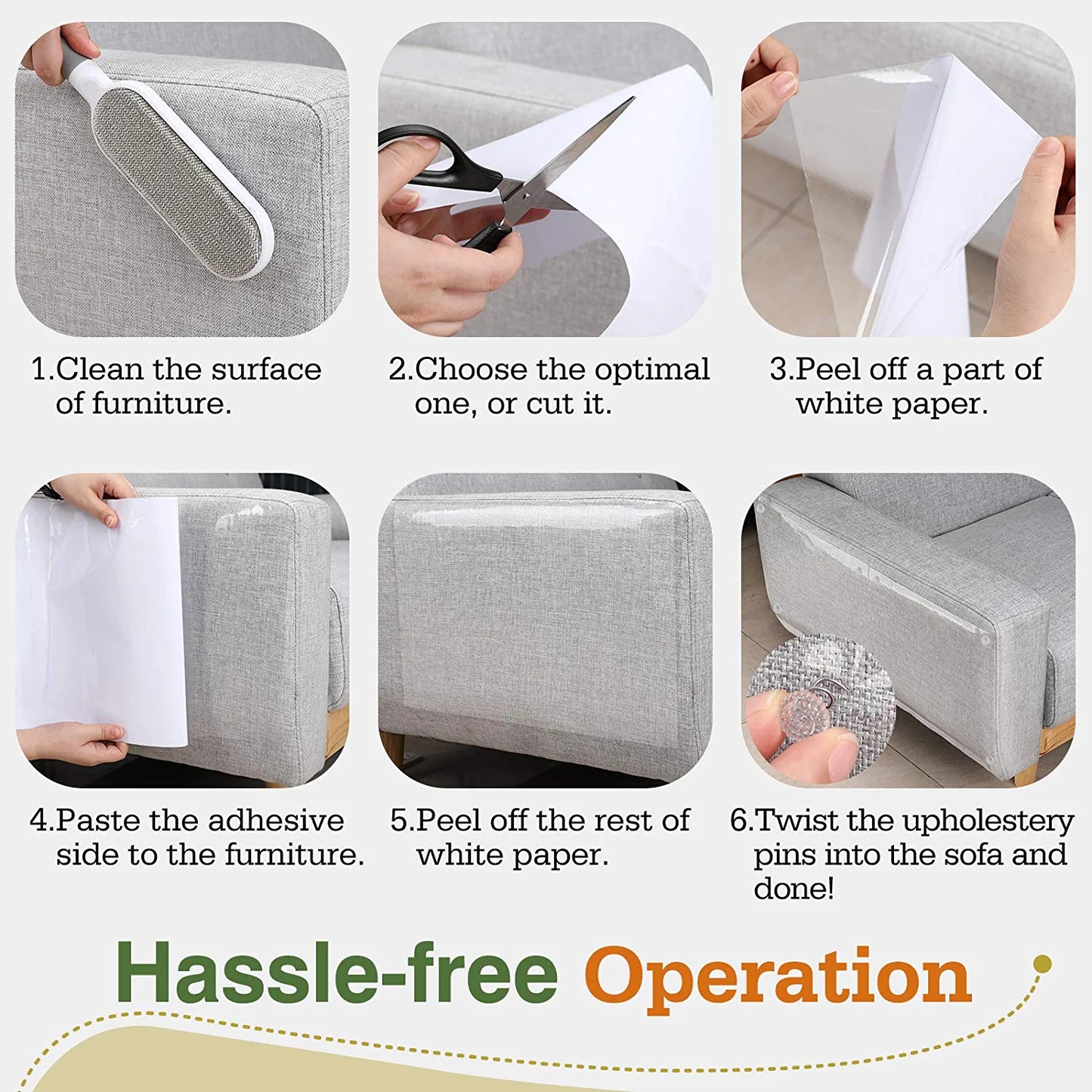Cat Scratch Furniture Protection Tape with Upholstery Pins - 10 Pack, White